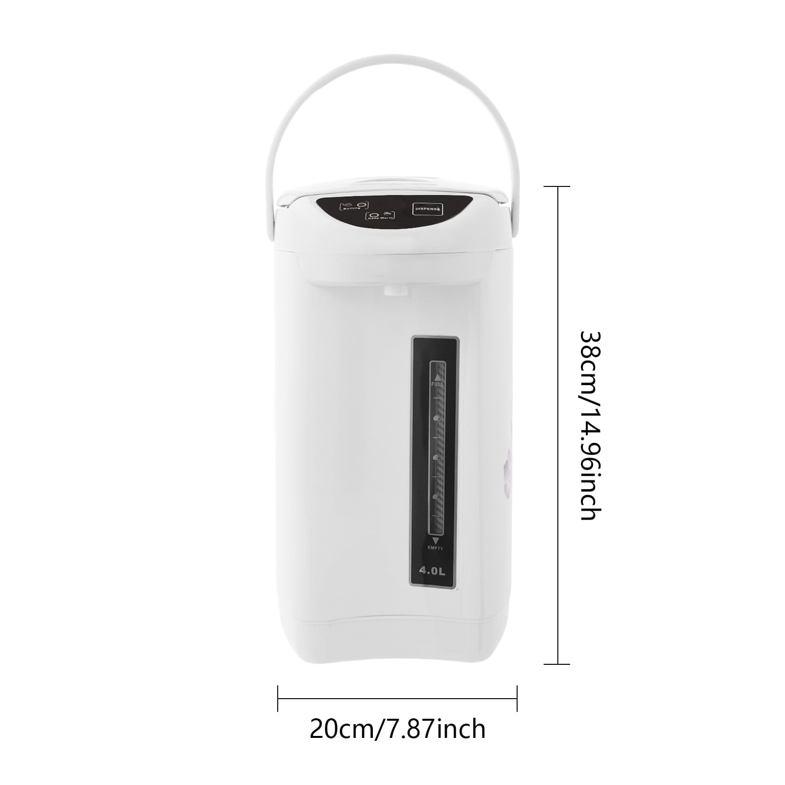 4L Electric Water Boiler Dispenser 750W, 20 Min Fast Boil, 24H Keep Warm, 3 Modes Button/Touch/Manual, with Anti-Dry Burn Protection, Water Level Window, 304 Stainless Steel (White)