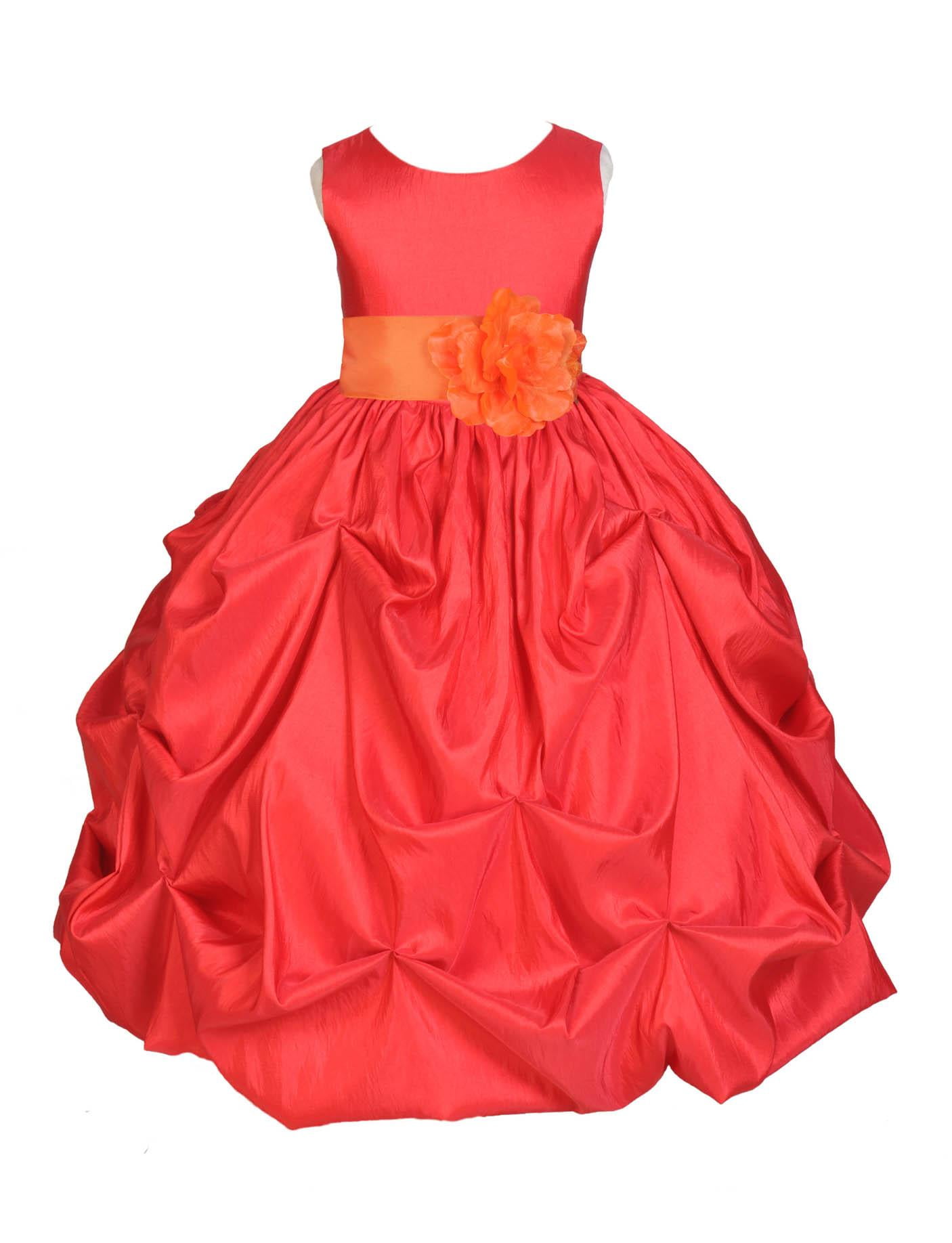 Ekidsbridal - Ekidsbridal Taffeta Bubble Pick-up Red Flower Girl Dress ...