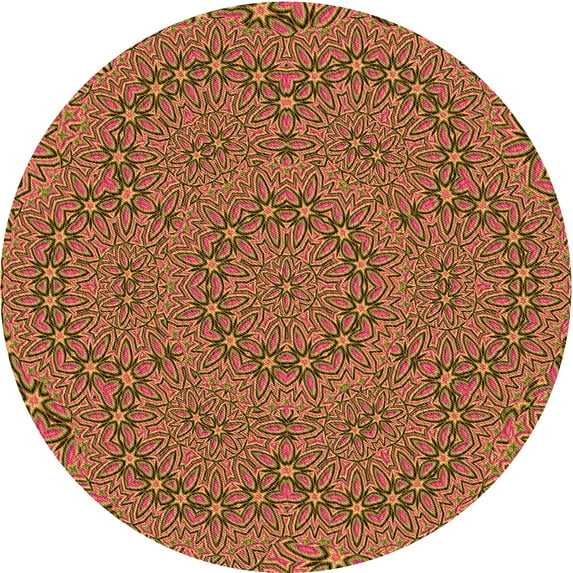 Ahgly Company Indoor Round Patterned Orange Gold Area Rugs, 6' Round