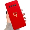 thumbnail image 3 of for Galaxy S10 Plus Case(Not fits S10),Cute Bling Plated Gold Love Heart with Anti-Fall Camera Lens Cover Protection Soft Anti-Fingerprint Phone Case for Samsung Galaxy S10+ 6.4", Red, 3 of 9