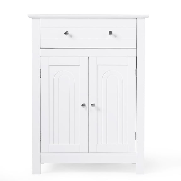 FGYRYK Bathroom Storage Cabinet Free Standing Large Drawer W/Adjustable Shelf White