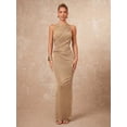thumbnail image 3 of Gold Elegant Halter Neck Ruched Criss-Cross Bodycon Dress For Women Evening Glam Party, 3 of 8