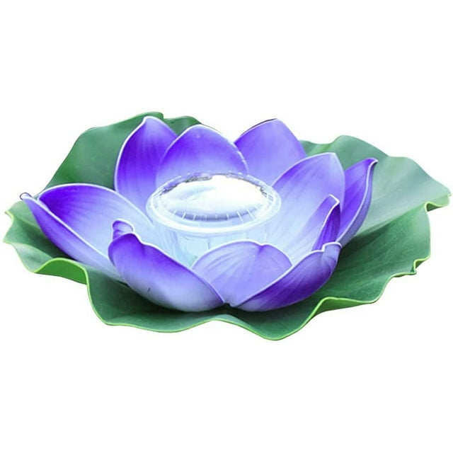 Lámpara flotante para piscina, luces solares de loto, impermeable, LED, linterna de jardín de flores, lámpara solar, flor de loto, lámpara flotante solar para jardín al aire libre, linterna púrpura