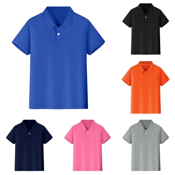Krdevn Boys Girls Short Sleeve Polo Shirt Button Closure Soft Breathable Fabric Back to School Casual Uniform Kids Daily Tops Outfits,10-12 Years