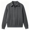 thumbnail image 5 of HAOTAGS Men’s Zip-Up Polo Shirts Lightweight Clean Minimalist Design, Subtle Textured Knit Casual Layering Pullover Tops Dark Gray Size 2XL, 5 of 6