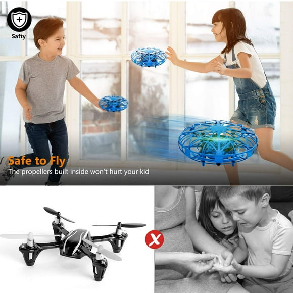 Toys for 5-8 Year Old Boys Flying Toys Air Magic Hogs Mini Drone Remote Control Helicopter UFO Hand Controlled Flying Ball for Kids Gifts with LED Lights (Blue)