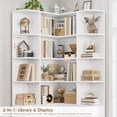 thumbnail image 5 of Hiphuta 74" Tall 6 Tier Corner Bookcase with 4 Doors, 31" Wide Farmhouse Large Corner Bookcase with Curved Edges, L Shaped Bookshelf for Office Living Room, White, 5 of 7