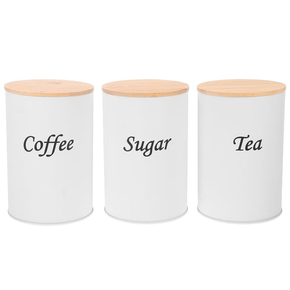 AURARMLET Set of 3 White Chinese Style Airtight Canisters with Lids for Coffee, Tea, Sugar Storage at Home