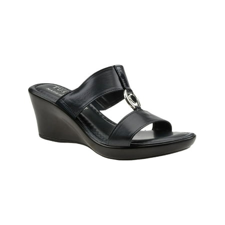 

Tuscany By Easy Street Womens Calla Faux Leather Slip On Wedge Sandals