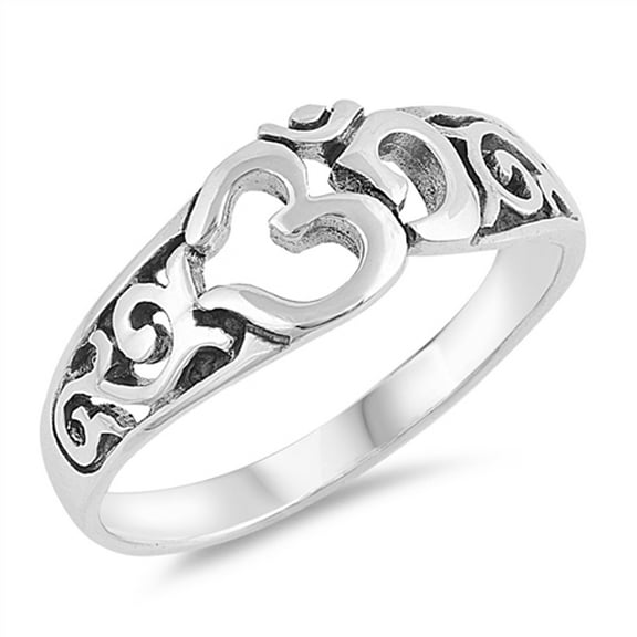 Filigree Om Aum Ohm Meditation Yoga Ring 925 Sterling Silver Band Jewelry Female Male Unisex Size 10