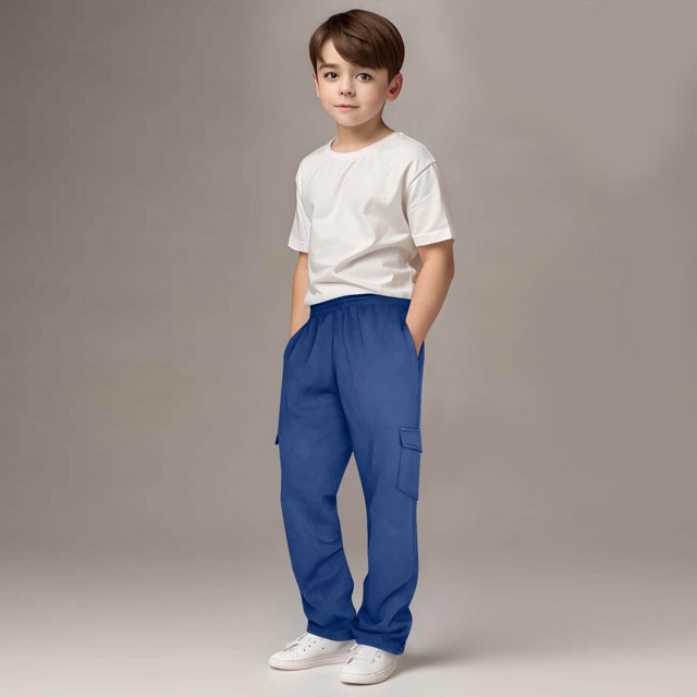 Cowsor Kids Solid Color Sweatpants Casual Elastic Waist Joggers Pants Comfort Loose Fit Athletic Pants Running Trousers