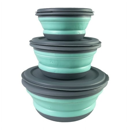 3pcs Silicone Folding Bowls, Collapsible Storage Bowls With Lids, Foldable Expandable Bowls For Food Water Feeding, Portable Travel Outdoor Camping Essentials