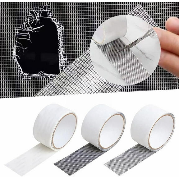 2023 Window Screen Repair Kit Tape 2x78.74'', Waterproof Strong Adhesive Fiberglass Covering Mesh Tape for Covering Window Door Tears Holes Screen Patch Repair Kit(Black)