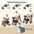thumbnail image 3 of Bluelog Rolling Walker, Adjustable Seat & Handle Heights, Extra-Wide Memory Foam Seat, 4-Wheel Rollator with 350 lb Limit, 3 of 8