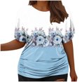 thumbnail image 1 of Fiudx Liquidación de Ahorros de Verano Camiseta de Manga Corta Grande con Cuello Redondo Plisada y Cintura de Manga Corta Informal a La Moda para Mujer, 1 of 5