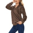 thumbnail image 6 of Spencer Womens Faux Sherpa Fuzzy Fleece Sweatshirt Loose Winter Warm Pullover Half Zip Oversized Hoodies with Pockets, Size M-3XL, 6 of 10