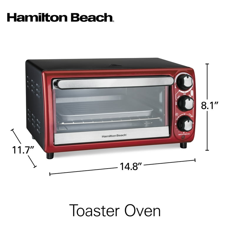 Hamilton Beach Toaster Oven, Red with Gray Accents, 31146 