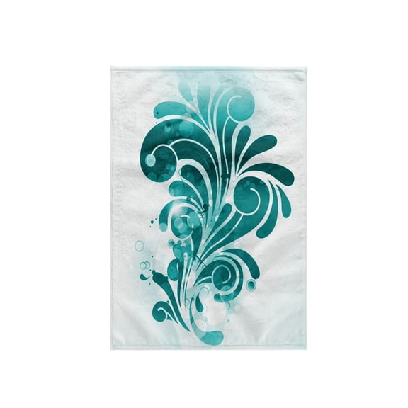 3dRose, Pretty Turquoise Flourish On A Sparkly Grunge Background, 15x22 Hand Towel