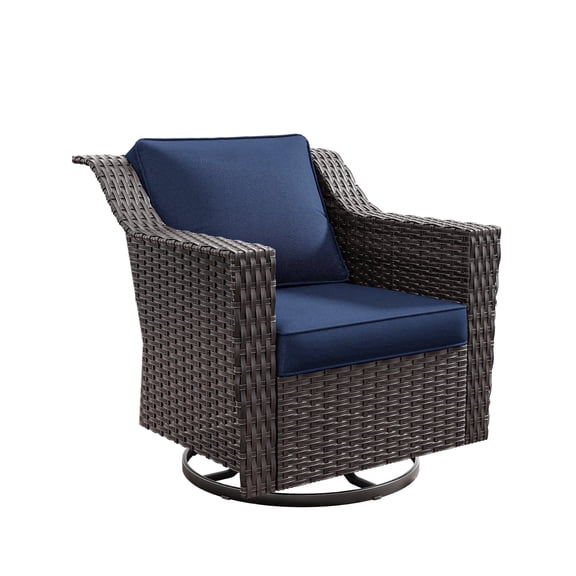 Meetleisure Patio Swivel Wicker Chair, Outdoor Rattan Rocking Chairs with Thickened Cushions for Backyard Porch Deck, Metal Rocking Frame