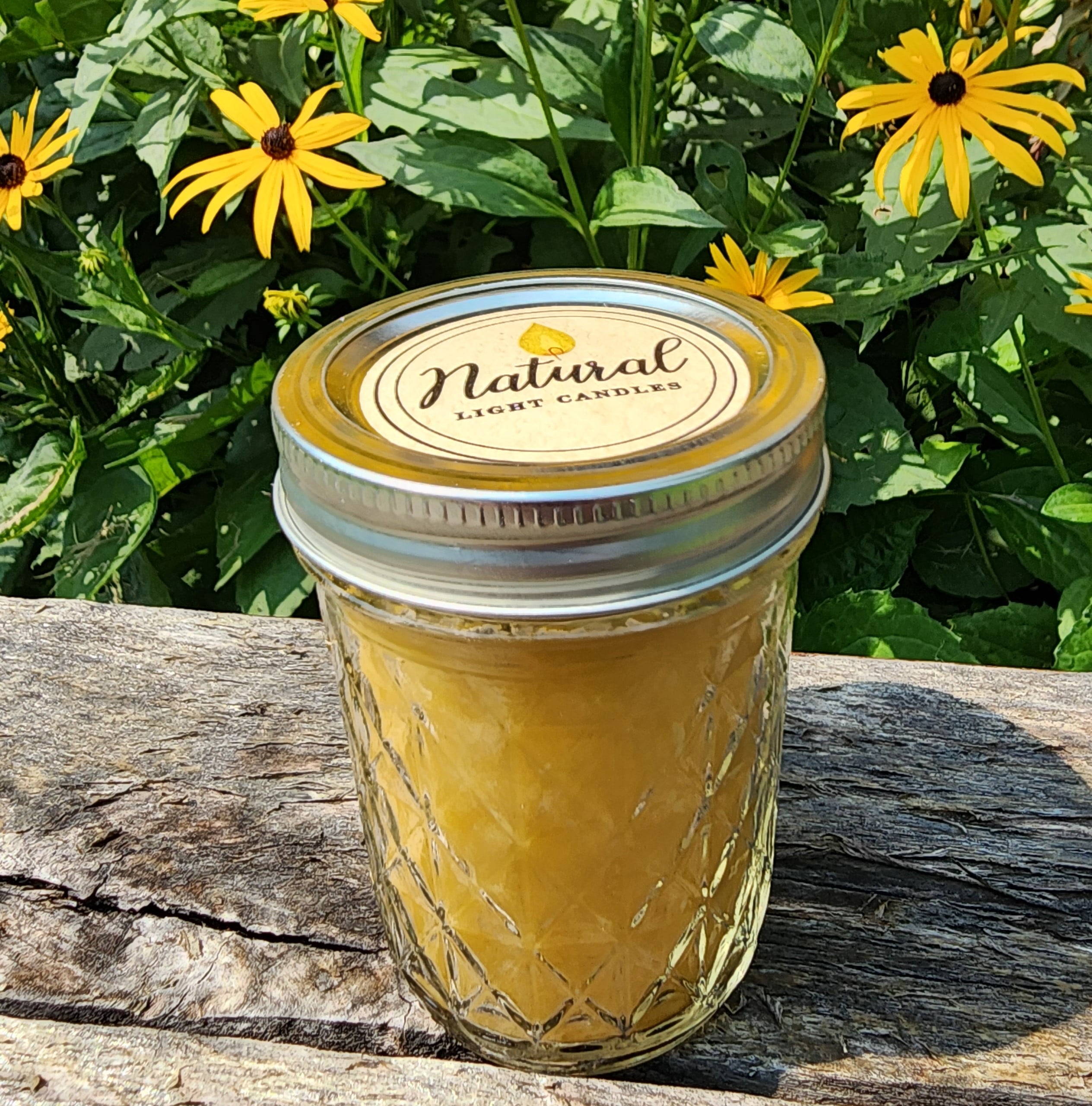 Beeswax candles 2 Glass Jars 8oz each Pure 100% Michigan Beeswax Burning time 45 hours. Natural Fragrance. 3.5/8" tall x 2.25"W