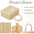 thumbnail image 5 of Granjero Gordo Bolso de mano tejido y bolsas de cosméticos, bolso de mano tejido elegante de playa de verano, bolso de hombro de 7,48 x 3,14 x 5,9 pulgadas (blanco), 5 of 5