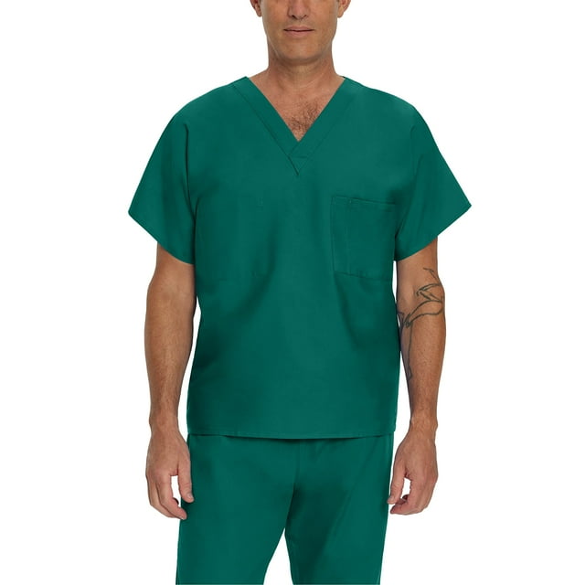 Landau Essentials Haut de Sarrau à Encolure en V : 1 Poche, Réversible, Unisexe, Coupe Classique Décontractée Sarraus Médicaux 7502