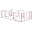 thumbnail image 5 of Twin Size Minimalist Metal Floor Bed Frame, Montessori Bed with Fence and Door, Low Children Bed for Boy & Girl,Pink, 5 of 7
