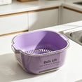 thumbnail image 4 of Double-Layer Plastic Colander, Large Capacity Food Strainer, Fruits Vegetables Washing Draining Basket, Detachable and Stackable Multi-Layer Strainer Bowl, Easy to Clean for Kitchen, 1Pc,Purple, 4 of 7