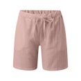 thumbnail image 4 of Yanyanz Shorts for Women,Women Casual Solid High Waist Cotton and Linen Shorts Womens Elastic Waist Summer Shorts High Waisted Pants for Women Casual Dresses for Women Clearance Pink Xl, 4 of 5