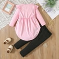 thumbnail image 4 of Gyujnb Girls Outfits 2 Piece Set Long Sleeve Top and Pants Casual Outfit with Heart Print Flutter Sleeve Peplum Tunic and Leggings Toddler Kids Clothes,Outfits for Girls,Size:4-5 Years, 4 of 7