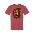 thumbnail image 2 of Wild Bobby, Fire Lion Face, Animal Lover, Men Graphic Tees, Vintage Heather Red, Large, 2 of 3
