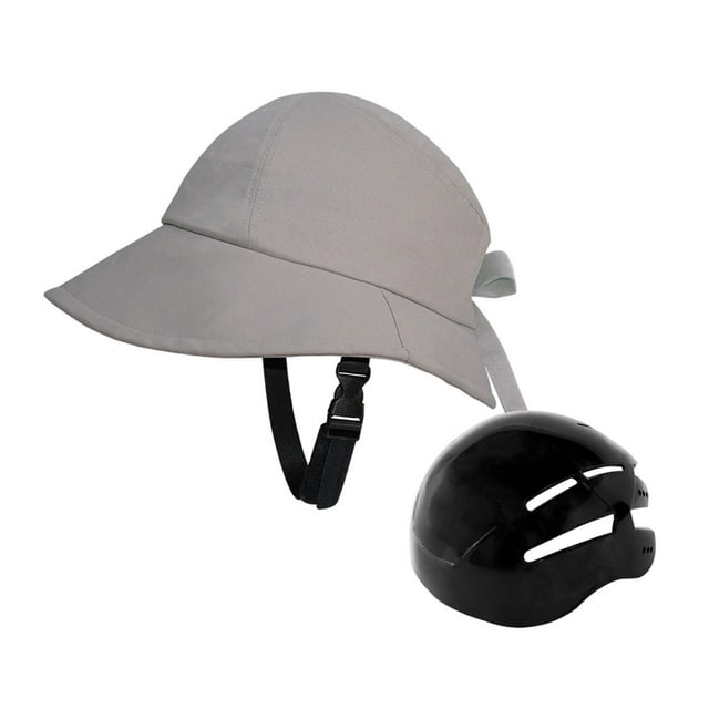 Sombrero de pescador para hombre y mujer, sombrero boonie, sombrero de protección solar de moda con agujero para cola de caballo Gris con concha