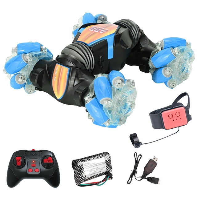 Fridja RC Car 4WD Radio Control Stunt Car Gesture Induction Twisting Off-Road Vehicle LED Light Climb Crawler Cars