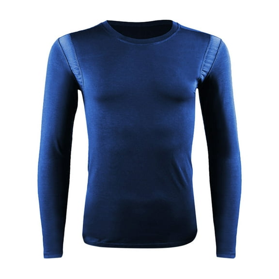 Fesfesfes Long Sleeve Shirt Men Elastic Slim Breathable Thermal Underwear Mesh Sweatshirt Top Blouse