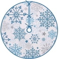thumbnail image 6 of Snowflakes es Christmas Tree Skirt, Blue and White Snowy Winter Artificial Large Tree Skirt for Holiday Home Decoration Indoor Farmhouse Decor, 6 of 7