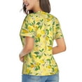 thumbnail image 3 of Xecao Lemon (2) for Women's V-Neck T-Shirts-Elegant Half-Sleeve Tops Perfect for Summer-Large, 3 of 5