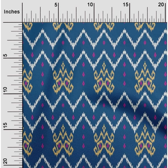 oneOone Organic Cotton Poplin Twill Fabric Paisley & Chevron Ikat Decor Fabric Printed BTY 42 Inch Wide