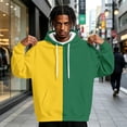 thumbnail image 3 of Men's Split Color Block Hoodie, Long Sleeve Drawstring Pullover Sweatshirt with Front Kangaroo Pocket, Stylish Loose Fit Streetwear Hooded Top for Casual Daily Outdoor Wear Yellow 3XL, 3 of 7