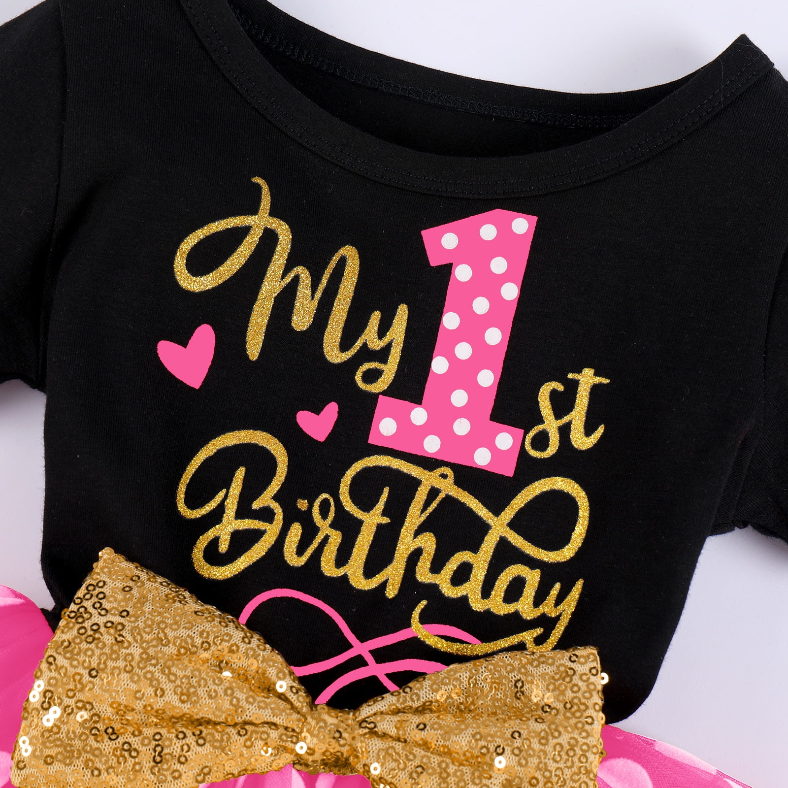 IBTOM CASTLE Baby Girls 1st 2nd Birthday Clothes Mouse Polka Dots One Sequin Tutu Princess Dress Cake Smash