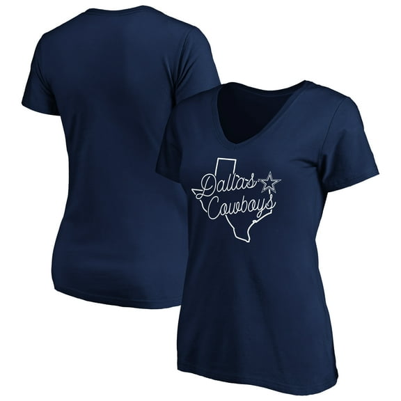 Women's Navy Dallas Cowboys Script V-Neck T-Shirt