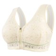 thumbnail image 1 of Women's Bras Solid Color Front Closure Wireless Bra With Air-Flow Mesh Thin Design Plus Size Plus Size Bra Beige 44, 1 of 6