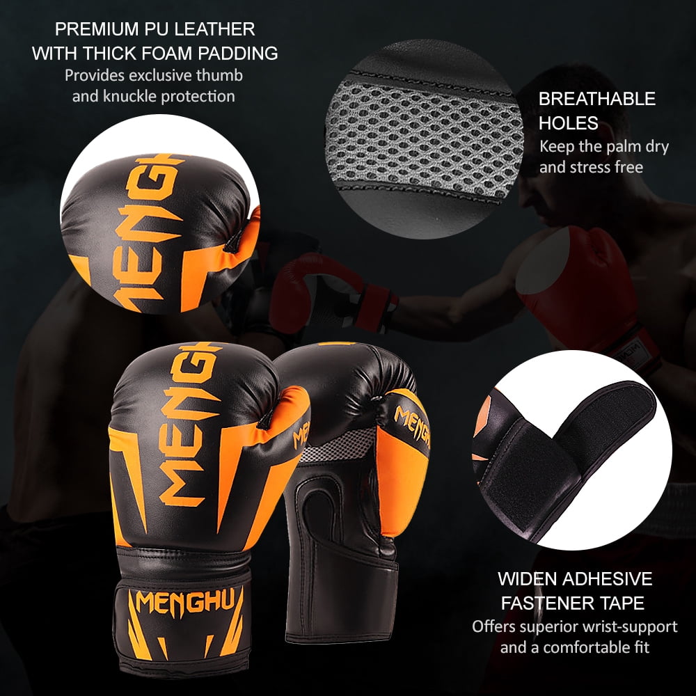 Rupoun Premium 12oz Boxing Gloves for Men and Women, Kickboxing Muay Thai MMA Sparring Training Mitts, Wear-Resistant Punch Bag Sack Equipment, Unisex, Grey/Black (13.4 inches / 34.0 cm)
