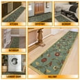 thumbnail image 4 of Ottomanson Floral Kitchen Runner Rug 1'10" x 6' - Non Slip Low Pile Carpet, Seafoam Green, 4 of 14