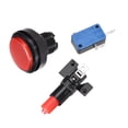thumbnail image 3 of Botón de empuje para juegos de 46mm redondo, interruptor iluminado LED de 12V con microswitch para arcade, rojo, 5 piezas, 3 of 5