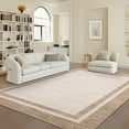 thumbnail image 2 of Hasoo 8' x 10' Area Rug for Living Room Washable Modern Simulated Woven Texture Bordered Non Shedding Neutral Indoor Decor Carpet, Beige, 2 of 5