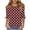 Wine, variant on Women's Elbow-Length Ruffle Sleeve Top with Random Polka Dots and Stripe Detail, Round Neck Comfort T-Shirt for Casual Wear