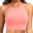 thumbnail image 4 of Women's Plus Size Swim Top Solid Color Adjustable Straps Removable Pads Racerback Tankini Top Summer Beach Pool Bathing Suit Pink, 4 of 5