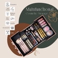 thumbnail image 3 of Estuche de maquillaje portátil FRENESSA con separadores y cierre en forma de rosa, 3 of 7