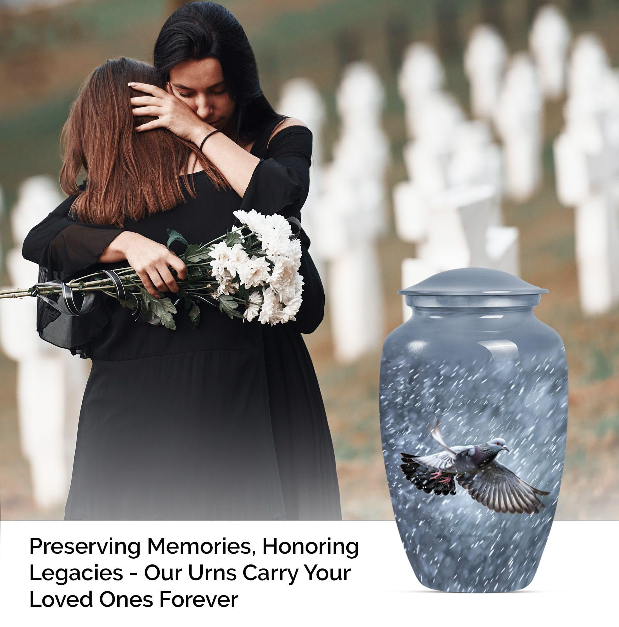 SUBSH Dove Urn, Urn for Human Ashes, 10 Inch Urn, Cremation Urns, Silver UrnsbFor Ashes, Large Urns for Human Ashes, Cat Urns for Ashes, Pet Urns for Dogs Ashes, Urn for Ashes