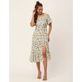 thumbnail image 2 of Moomaya Printed Side Slit Ruffle Dress, Short Sleeve Square Neck Chic Dress, 2 of 9